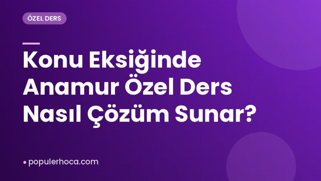 Konu Eksiğinde Anamur Özel Ders Nasıl Çözüm Sunar?