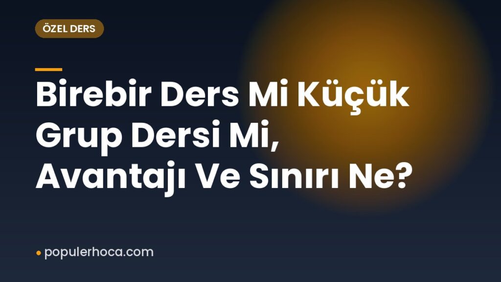 Birebir Ders Mi Küçük Grup Dersi Mi, Avantajı Ve Sınırı Ne?